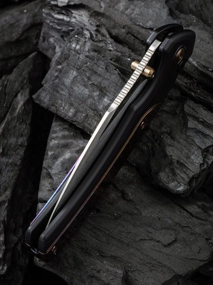 WE Ziffius Limited Edition 3.7" CPM 20CV Flamed Titanium Integral Spacer Folding Knife WE22024D-2