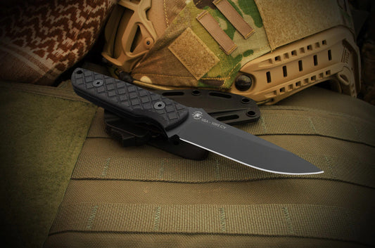 Spartan Blades Alala 3.75" 1095 Cro-Van Pro Grade Black Canvas Micarta Fixed Blade Knife