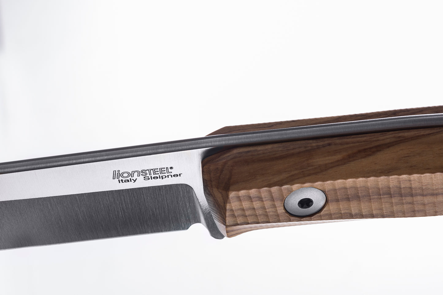 LionSteel B40 Bushcraft 3.86" Sleipner Olive Wood Fixed Blade Knife with Leather Sheath