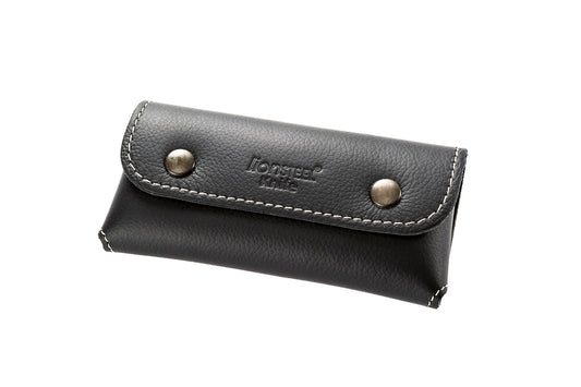 LionSteel Large Horizontal Black Leather Folding Knife Pouch/Sheath 120x45x20 mm