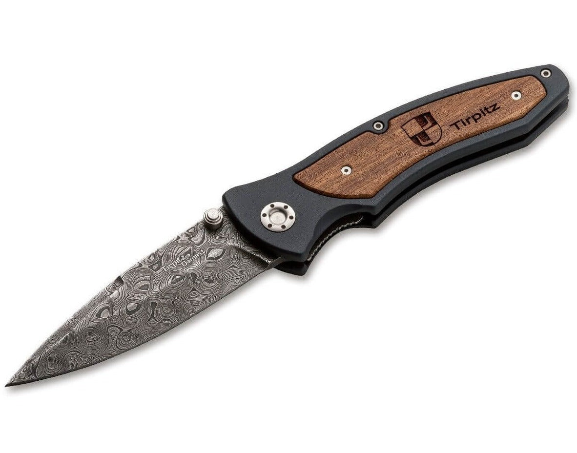 Boker Solingen Tirpitz 3.9" Damascus Folding Knife 110190DAM