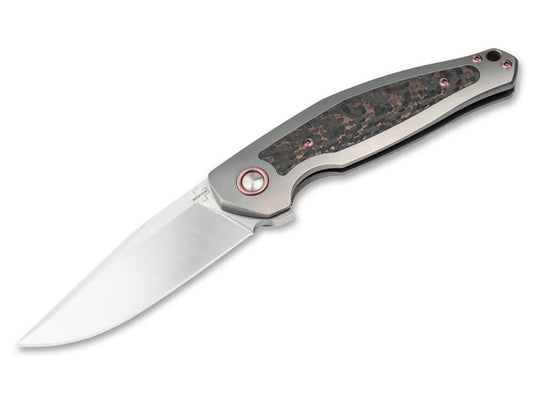 Boker Plus Collection 2022 Anso Limited 3.46" M390 FAT Carbon Fiber Titanium Folding Knife 01BO2022