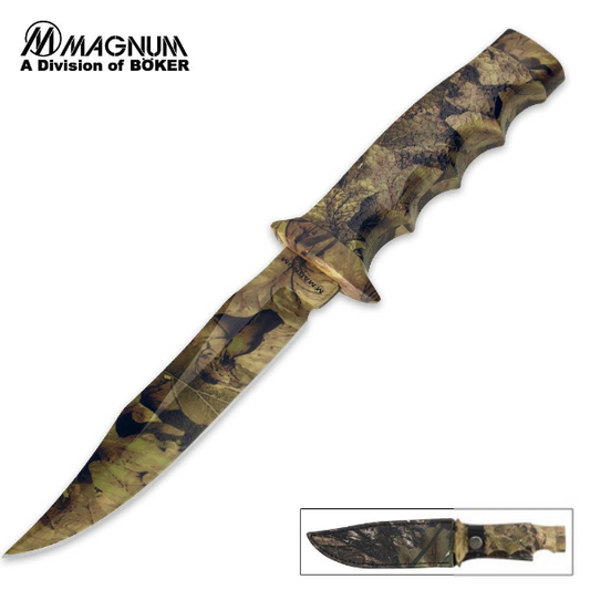Boker Magnum Camo Bowie 6" Fixed Blade Knife with Camo Sheath 02MB208