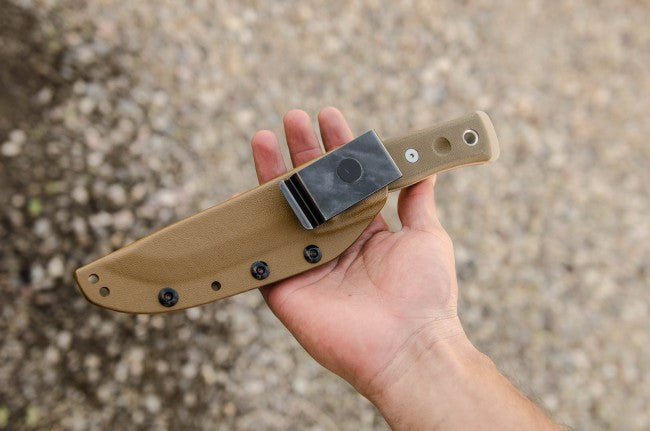 TOPS Knives Fieldcraft Knife by Brothers of Bushcraft - Coyote Tan with Green Canvas Micarta Handle