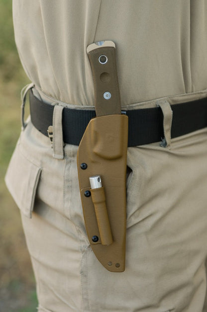 TOPS Knives Fieldcraft Knife by Brothers of Bushcraft - Coyote Tan with Green Canvas Micarta Handle