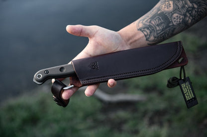 TOPS Knives Brush Wolf 6.5" Tungsten Cerakote Canvas Micarta Fixed Blade Knife with Leather Sheath BWLF-02
