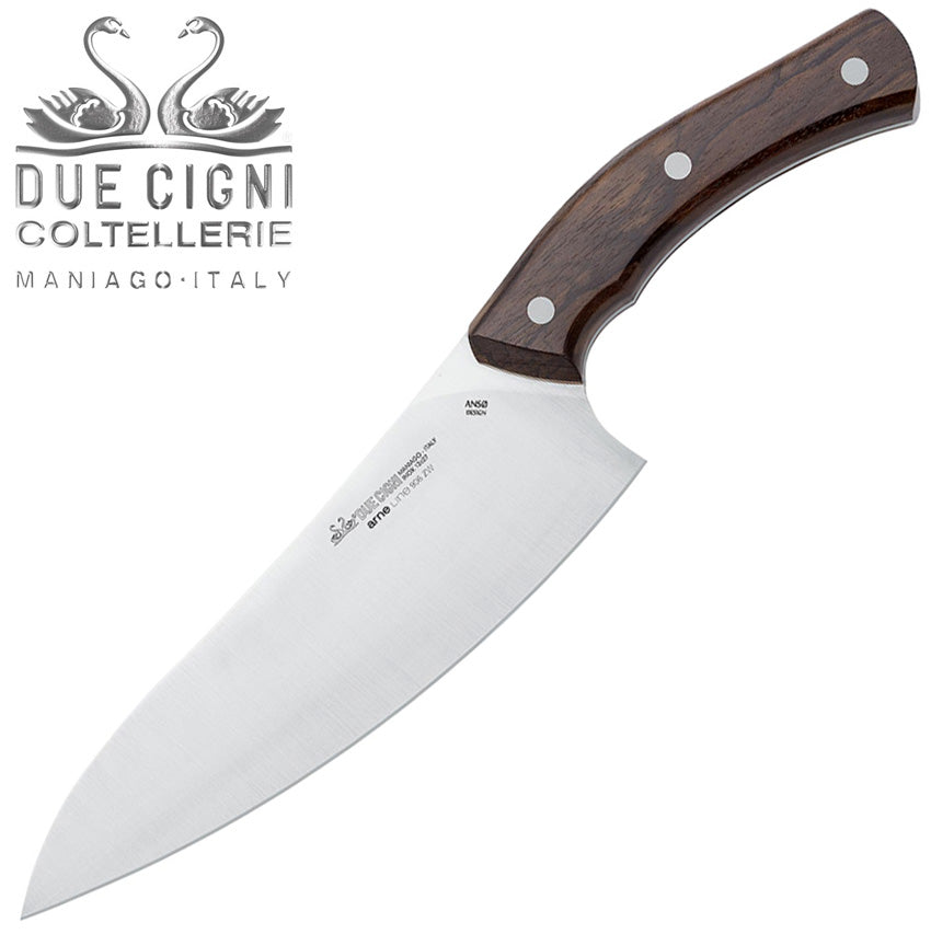 Due Cigni ARNE Line by Jens Anso 7.87" Kitchen Chef Knife with Ziricote Handle - Made in Italy 906ZW