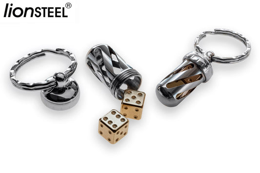 LionSteel Acorn Set of 2 Brass Dice with Keychain Pendant DD-OT
