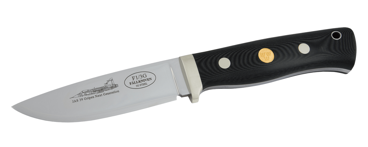 Fallkniven F1L3GBM 4" Gripen Next Generation Special Edition 3G Black Micarta Fixed Blade Knife