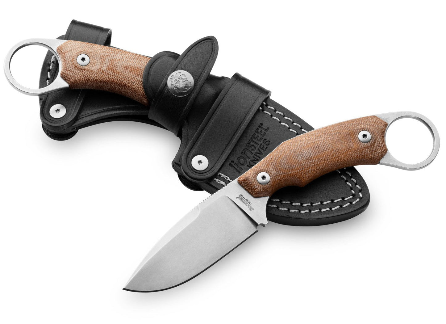 LionSteel H2 2.95" M390 Natural Canvas Micarta Fixed Blade Knife