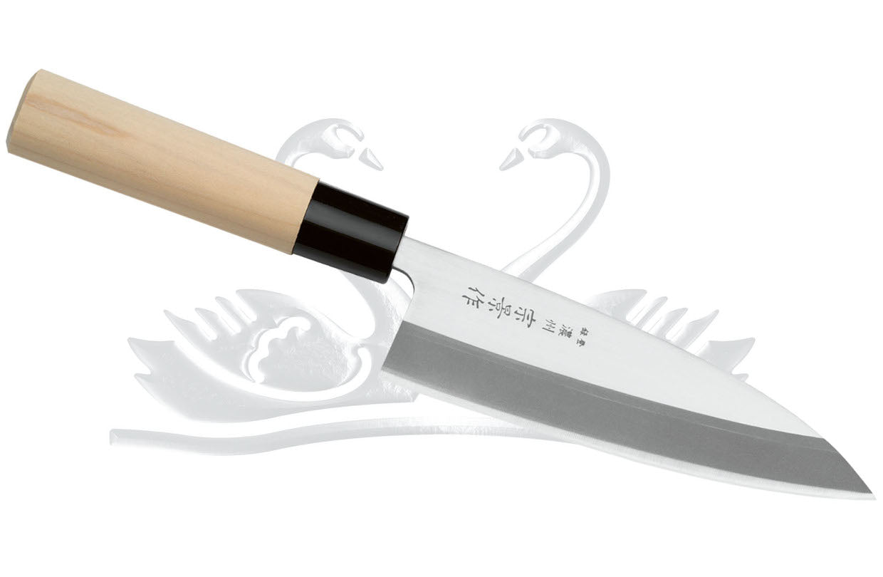 Due Cigni Tsubazo 6" Deba Single-Bevel Kitchen Knife Maple Handle - Made in Japan