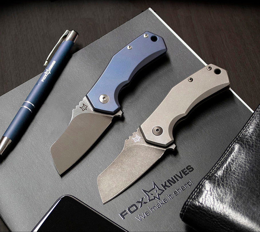 Fox Italico 2.36" M390 Stonewashed PVD Titanium Folding Knife by Antonio Di Gennaro FX-540 TIB