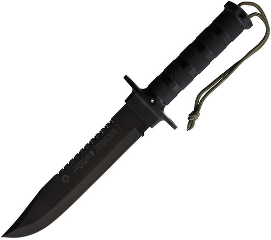 Aitor Jungle King I 8" Black Fixed Blade Knife with Survival Kit 16016
