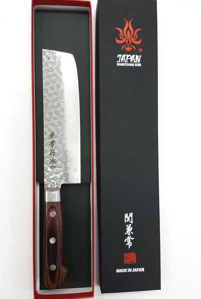 Kanetsune Classic Usubagata 6.29" VG-10/Damascus San-Mai Mahogany Kitchen Knife - Made in Japan KC-905