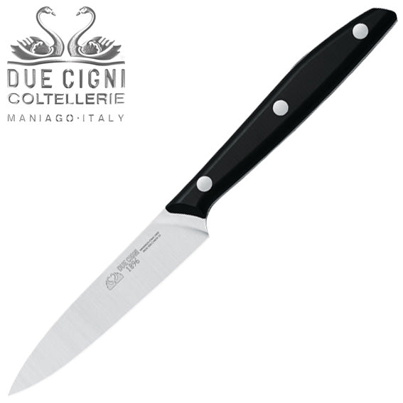 Due Cigni 1896 3.74" Kitchen Paring Knife with Black POM Handle - Made in Italy 1002
