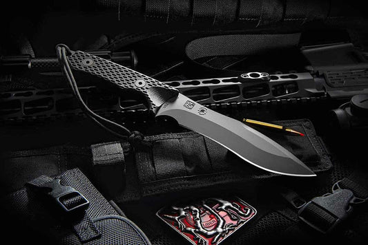 Spartan Blades Ronin Shinto 5.7" CPM S45VN DLC Black Fixed Blade Knife with Black MOLLE Sheath