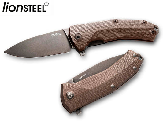 LionSteel Kur 3.43" PVD Stonewashed Sleipner Folding Knife with Brown G-10 Handle KUR BBR