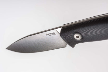LionSteel M1 2.91" M390 Black G10 Fixed Blade Knife with Leather Sheath and Titanium Bead