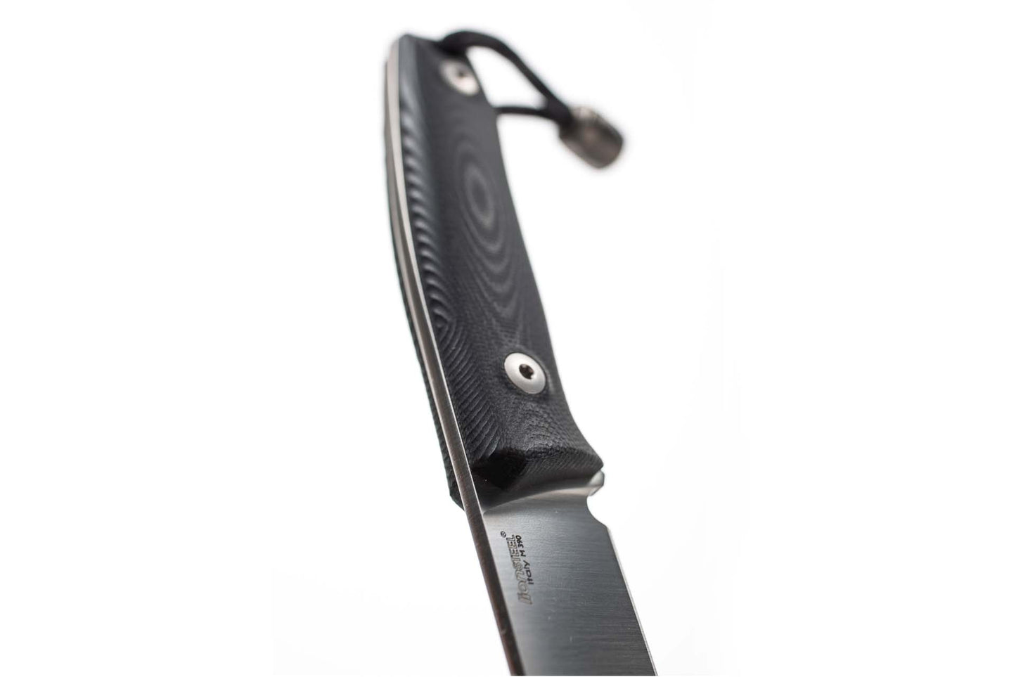 LionSteel M1 2.91" M390 Black G10 Fixed Blade Knife with Leather Sheath and Titanium Bead