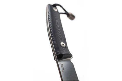 LionSteel M1 2.91" M390 Black G10 Fixed Blade Knife with Leather Sheath and Titanium Bead
