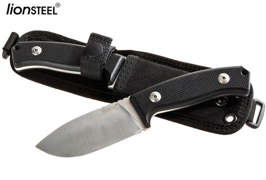LionSteel M2 3.54" D2 Black G10 Fixed Blade Knife with Cordura Sheath