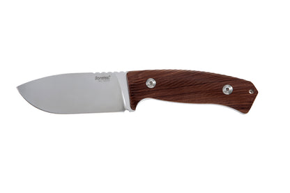 LionSteel M3 4.13" Niolox Santos Wood Fixed Blade Knife with Leather Sheath