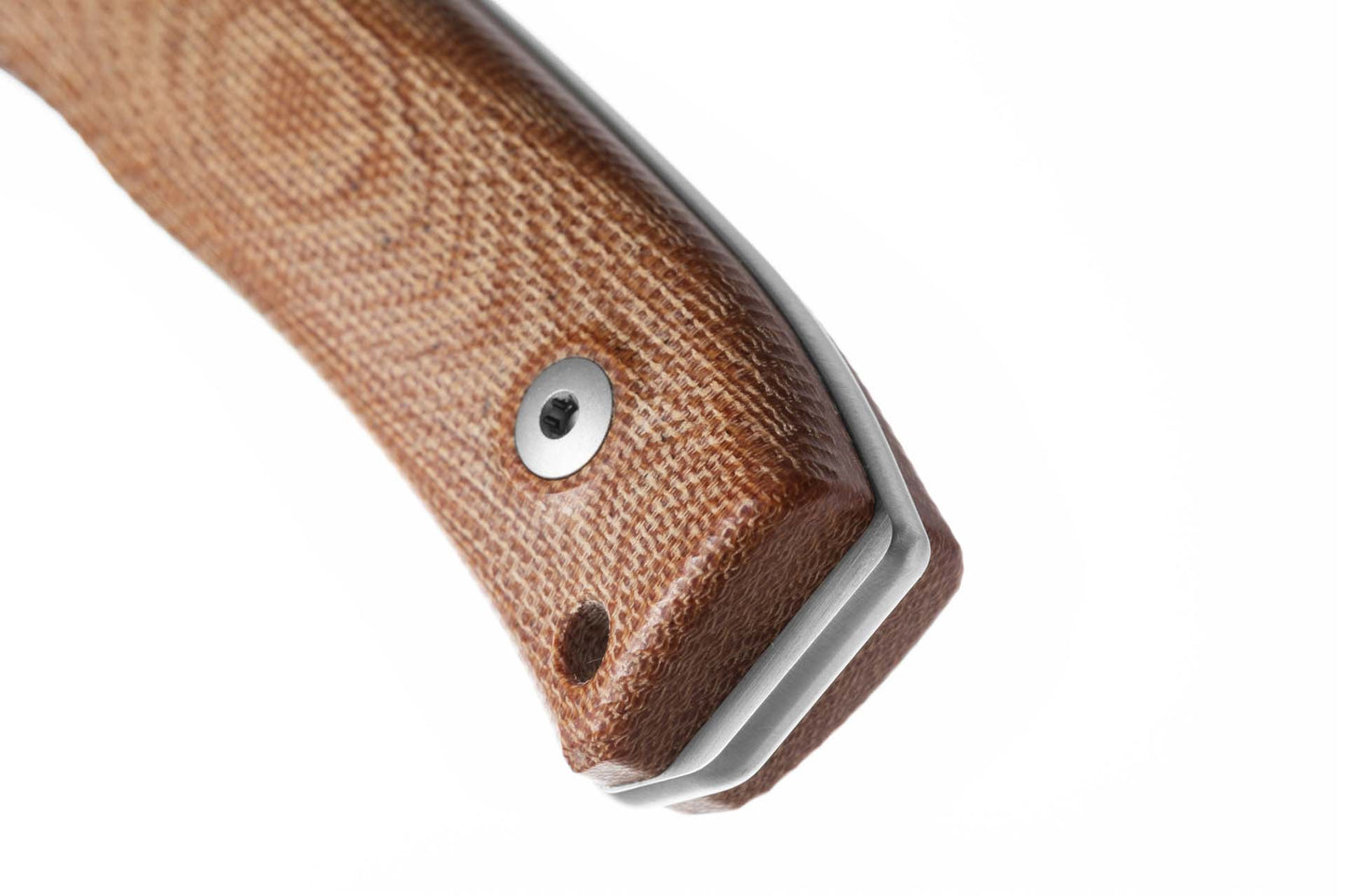 LionSteel M4 3.74" M390 Natural Canvas Micarta Fixed Blade Knife with Leather Sheath