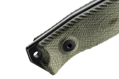 LionSteel M5B CVG 4.53" Black Sleipner Green Canvas Micarta Fixed Blade Bushcraft Knife with Cordura Sheath