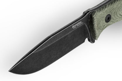 LionSteel M5B CVG 4.53" Black Sleipner Green Canvas Micarta Fixed Blade Bushcraft Knife with Cordura Sheath