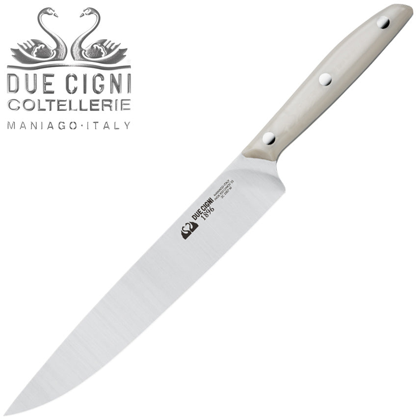 Due Cigni 1896 7.6" Meat Slicer Kitchen Knife with White POM Handle - Made in Italy 1007W