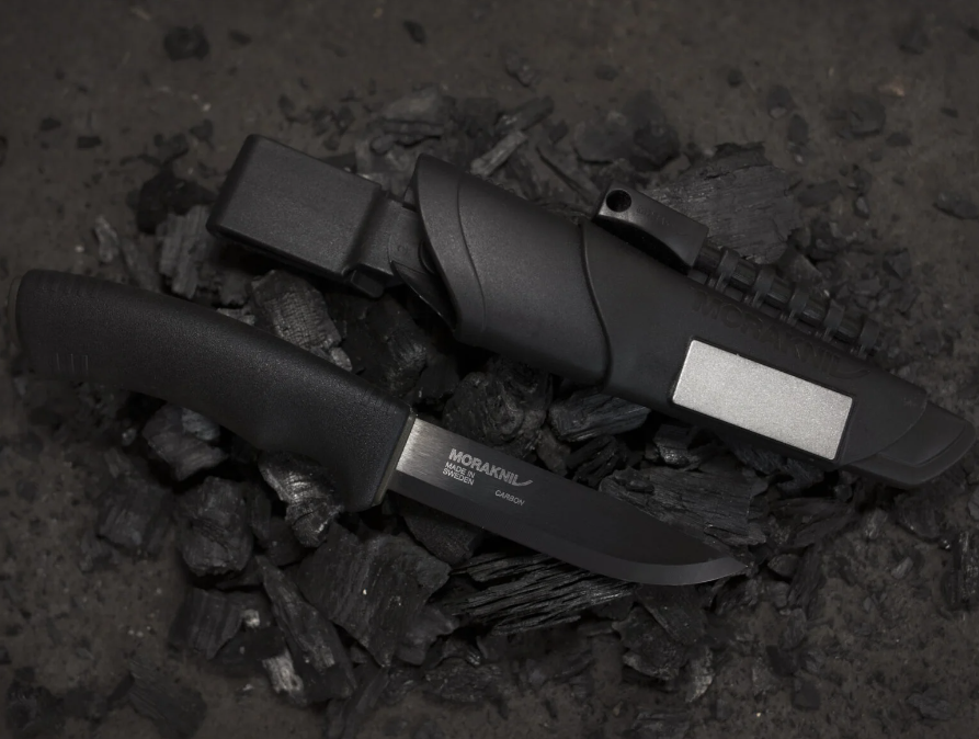 Morakniv Bushcraft Survival 4.3" DLC Carbon Fixed Blade Knife with Sharpener and Fire Starter 11742