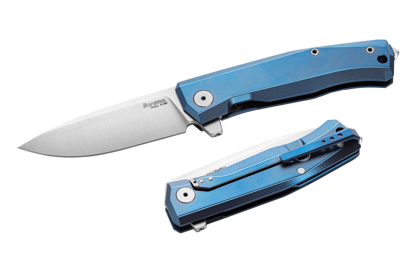 LionSteel MT01 Myto 3.27" M390 Folding Knife with Blue Titanium Handle
