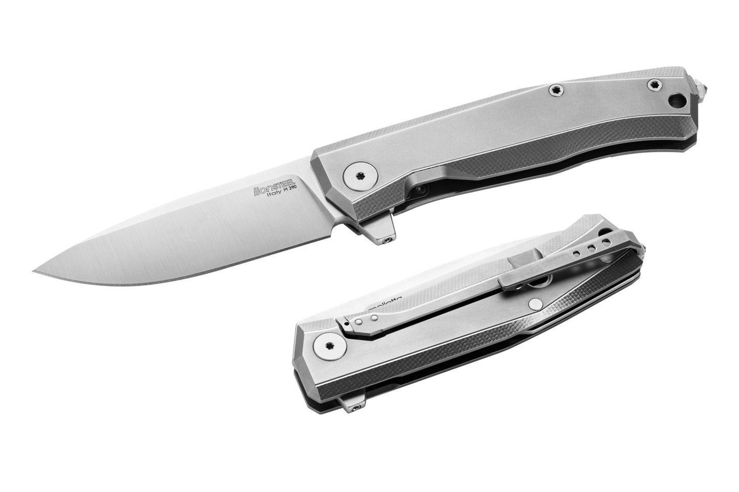 LionSteel MT01 Myto 3.27" M390 Folding Knife with Grey Titanium Handle