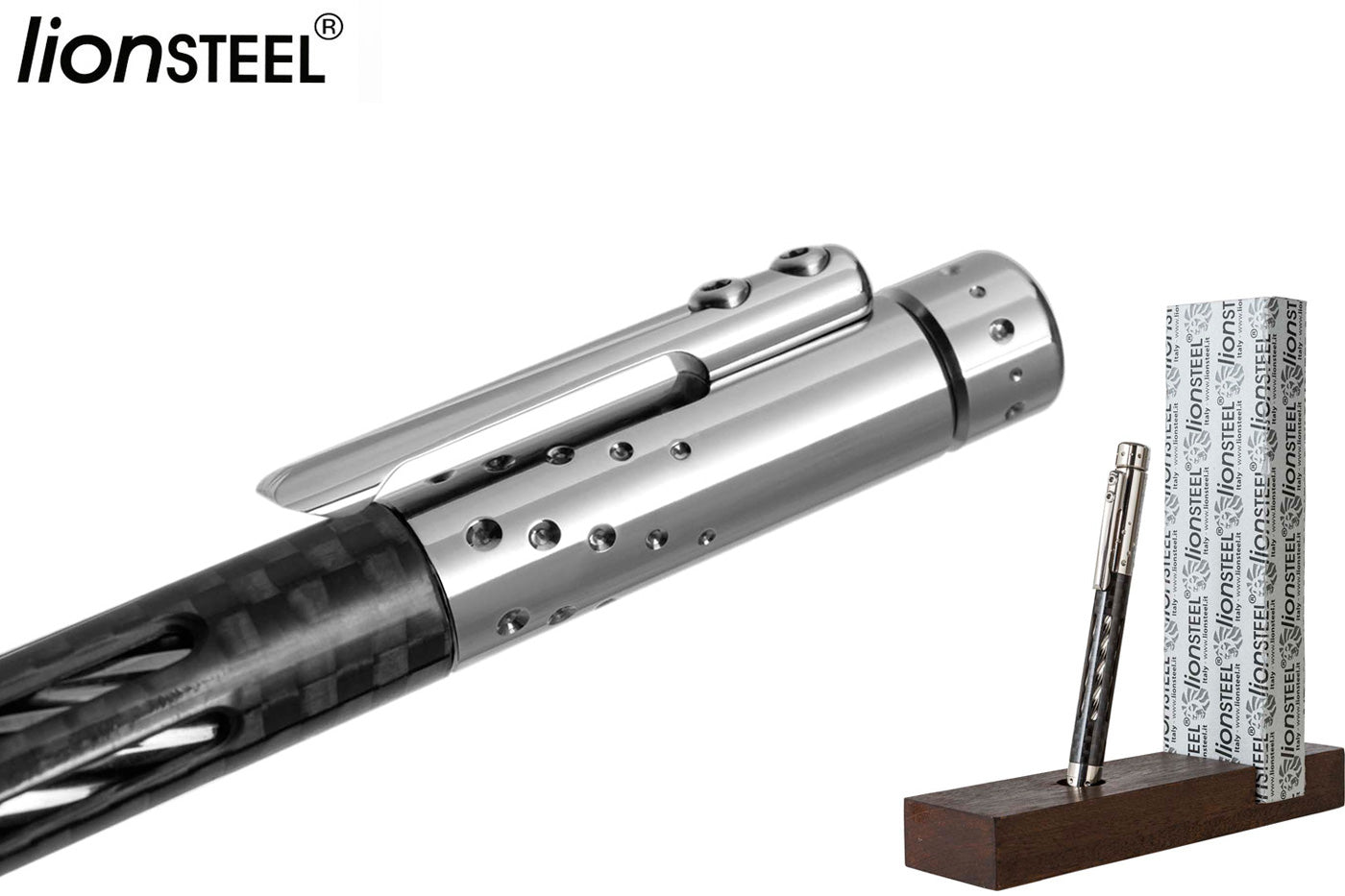 LionSteel Nyala Carbon Fiber Grey Shine Titanium Pen