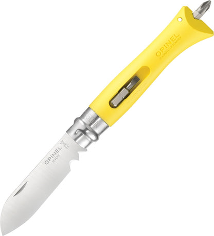 Opinel DIY No. 9 Sandvik 12C27 Yellow Folding Knife with Screwdriver - Made in France