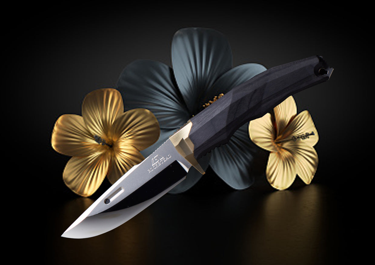 Rockstead RITSU-ZDP Gold 3.74" Polished ZDP189/VG10 Fixed Blade Knife