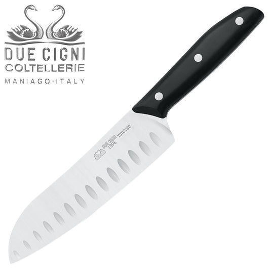 Due Cigni 1896 6.88" Santoku Kitchen Knife with Black POM Handle - Made in Italy 1005