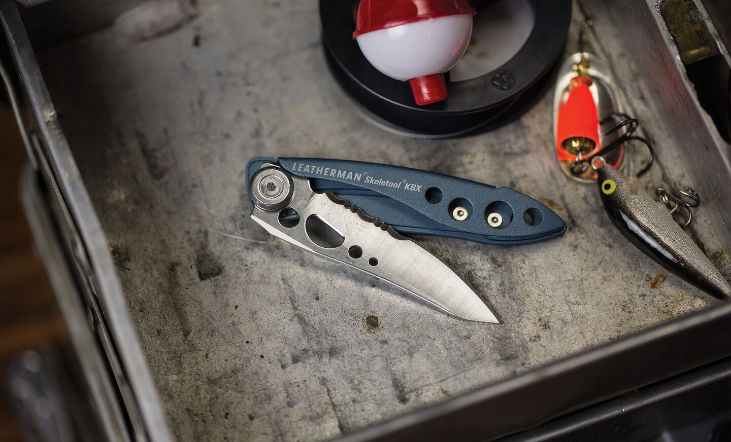 Leatherman Skeletool KBX 2.6" 420HC Denim Blue Folding Knife with Bottle Opener