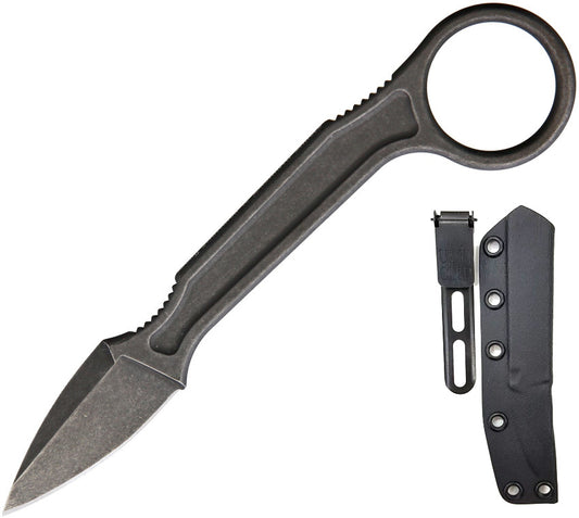 Bastinelli Spade 1.9" N690Co Dark Stonewashed Fixed Blade Knife with Ulticlip