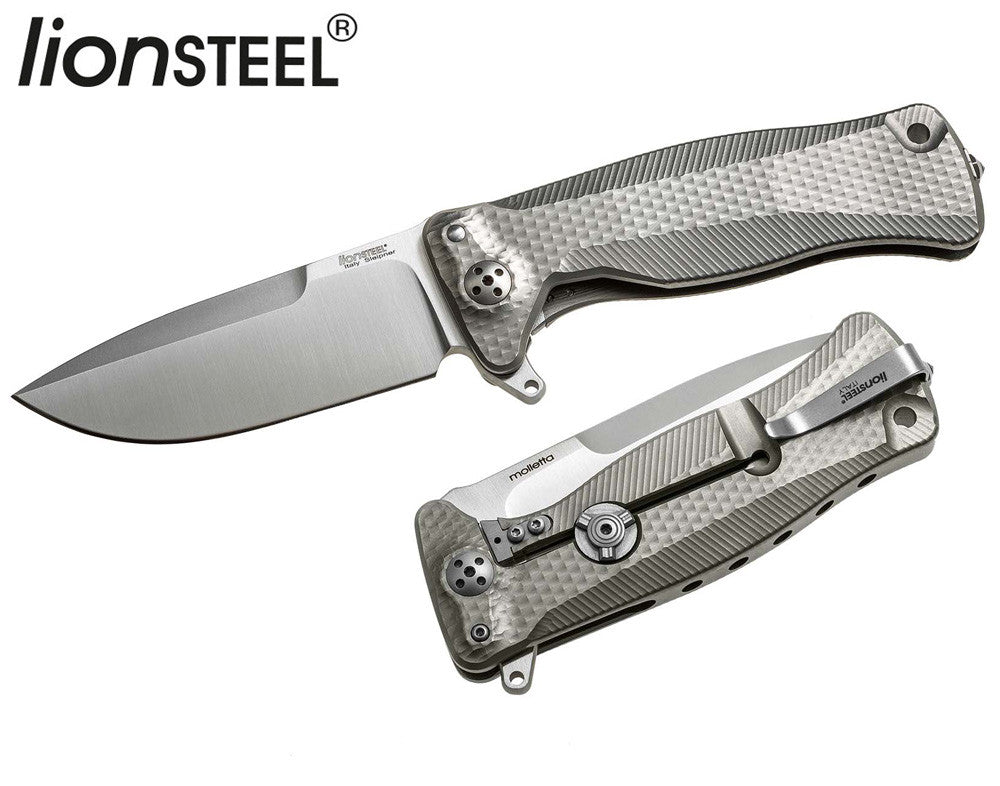 LionSteel SR-11 3.7" Sleipner Titanium Integral Folding Knife with Leather Sheath SR11 G