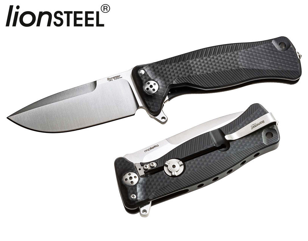 LionSteel SR-11 3.7" Sleipner Integral Folding Knife Satin Blade Black Handle SR11 A BS