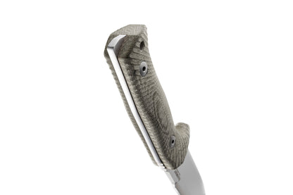 LionSteel T5 5.04" Satin Niolox Green Canvas Micarta Fixed Blade Knife