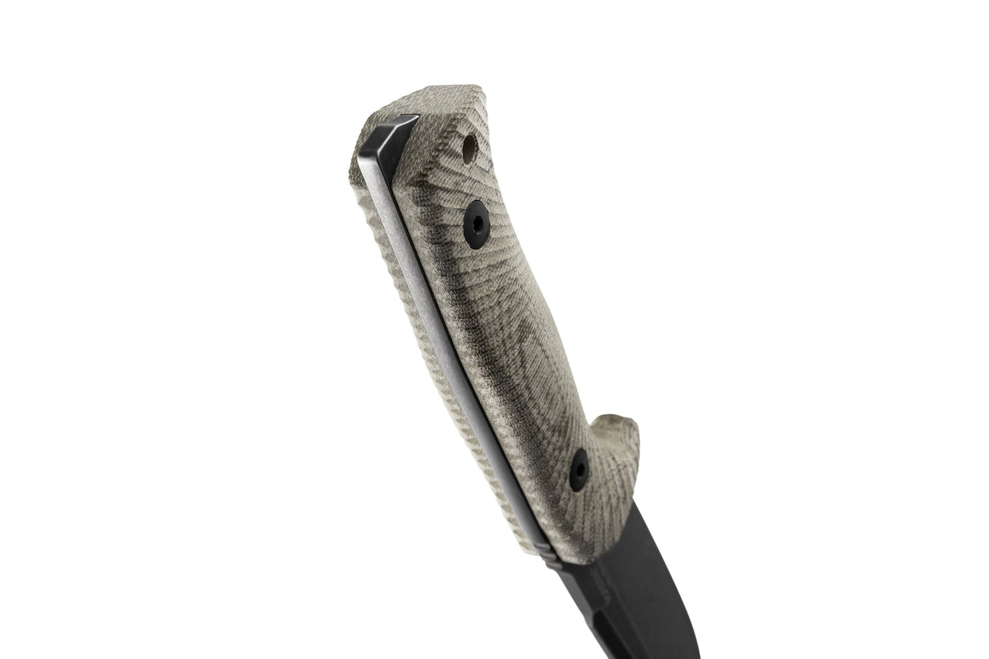 LionSteel T5 5.04" Black PVD Stonewashed Niolox Green Canvas Micarta Fixed Blade Knife