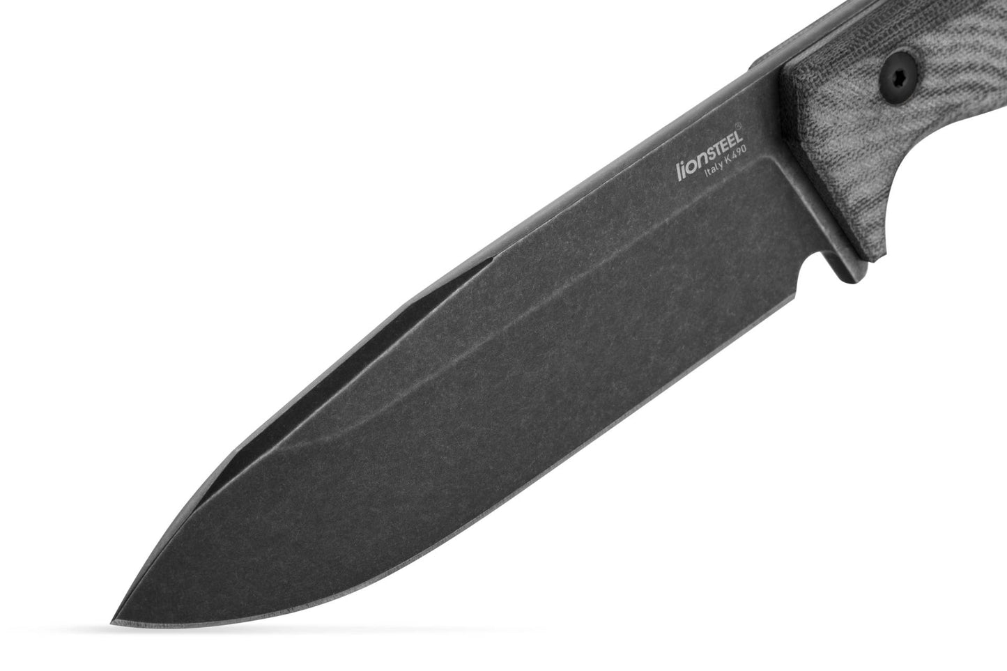 LionSteel T6B CVB 5.83" K490 Limited Black Canvas Micarta Fixed Blade Knife with Kydex Sheath