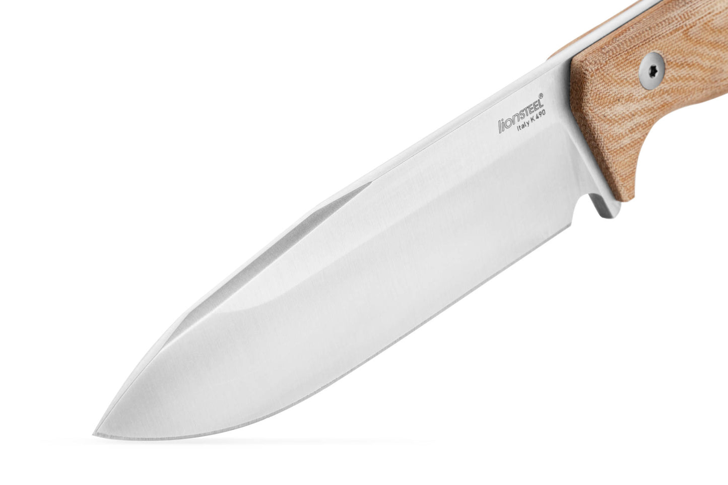 LionSteel T6 CVN 5.83" K490 Limited Natural Canvas Micarta Fixed Blade Knife with Kydex Sheath