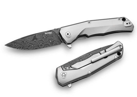 LionSteel TRE 2.91" Chad Nichols Raindrop Damascus Titanium Folding Knife