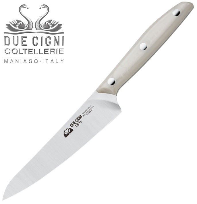 Due Cigni 1896 5.5" Kitchen Utility Knife with White POM Handle - Made in Italy 1004W