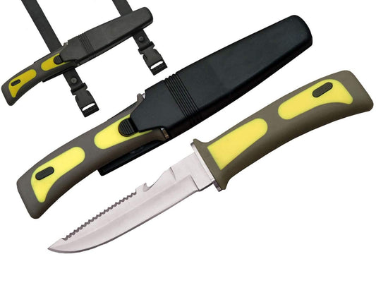 Rite Edge Dive Knife with Locking Sheath and Diving Straps - Yellow